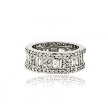 2.70Ct Double Baguette and Round Diamond Eternity Ring